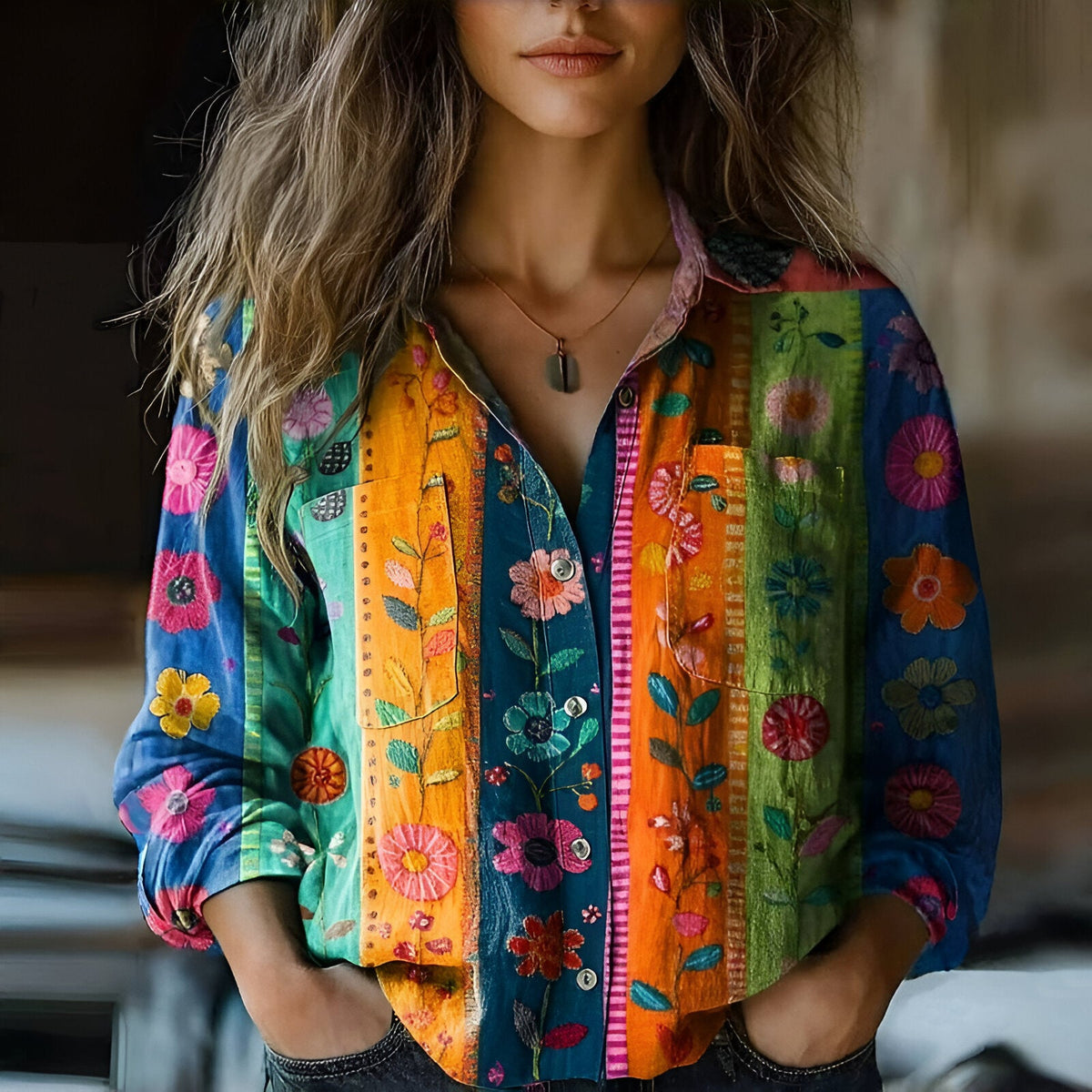 Rocío | Blusa con Estampado Floral Colorido, Alegre