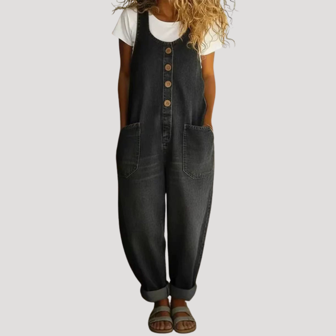 Mireille | Mono Peto de Pierna Ancha con Botones, Casual