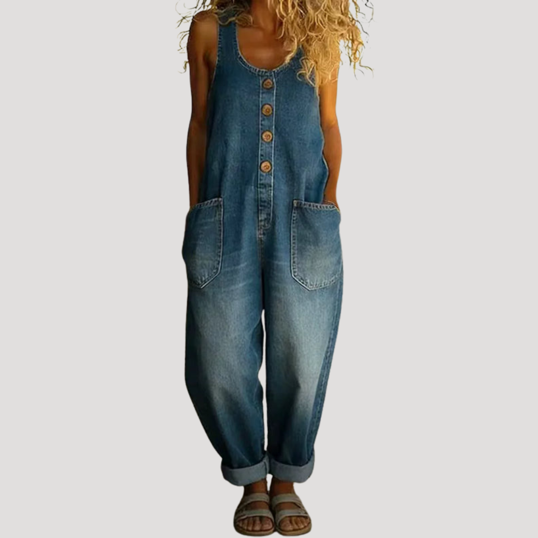 Mireille | Mono Peto de Pierna Ancha con Botones, Casual