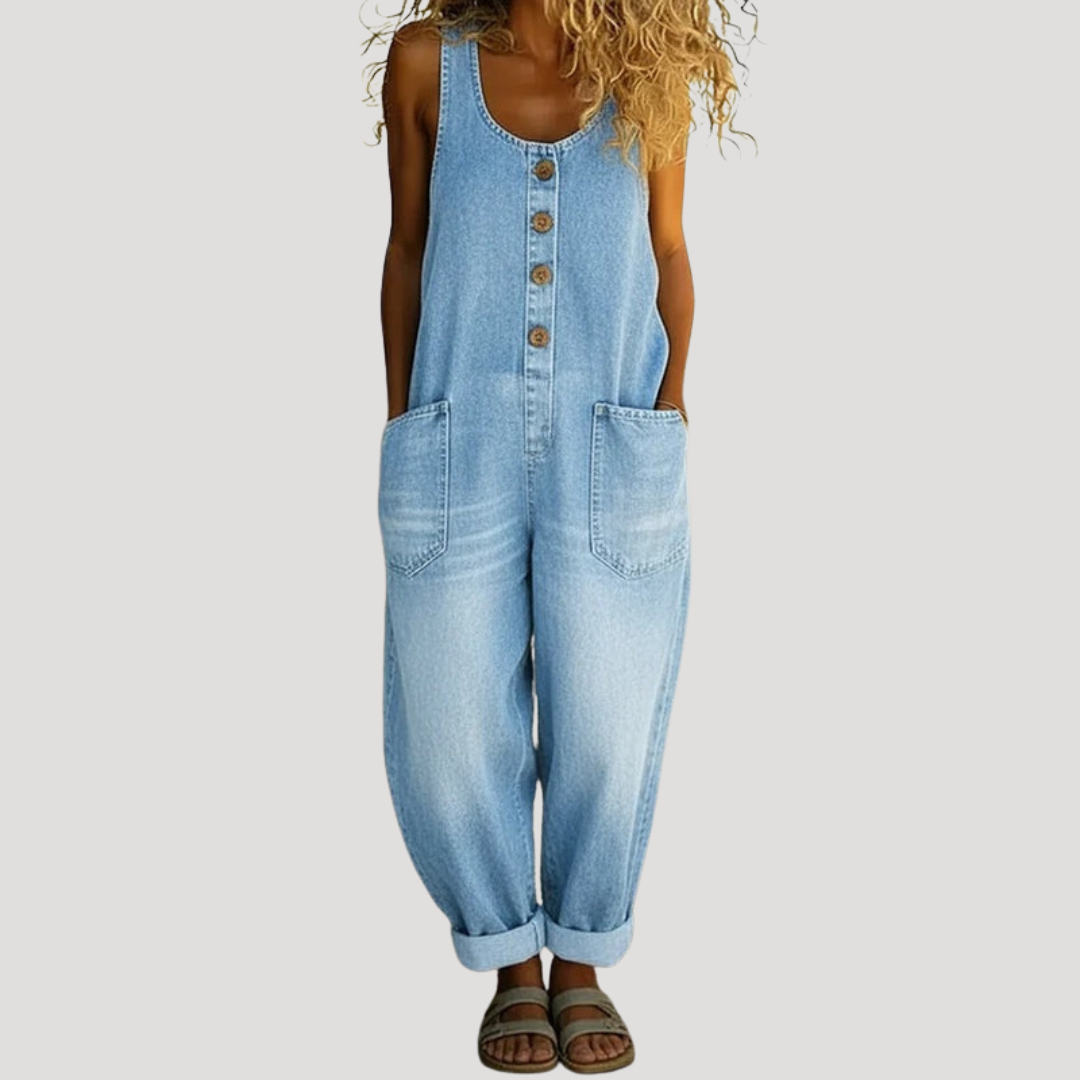 Mireille | Mono Peto de Pierna Ancha con Botones, Casual