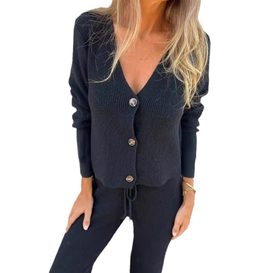 Héloïse | Conjunto de Cárdigan y Pantalón de Punto, Acogedor