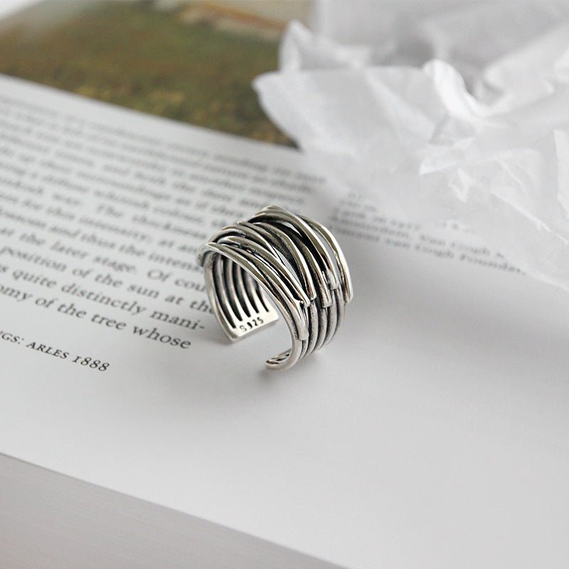 Silvia | Anillo Ajustable de Plata de Ley con Capas, Moderno