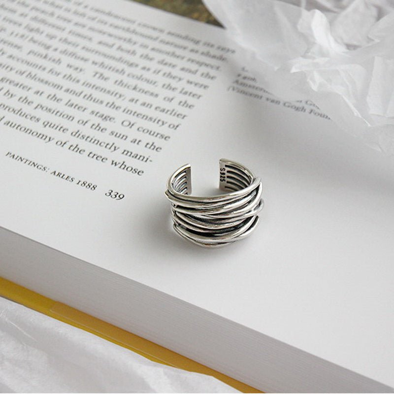 Silvia | Anillo Ajustable de Plata de Ley con Capas, Moderno