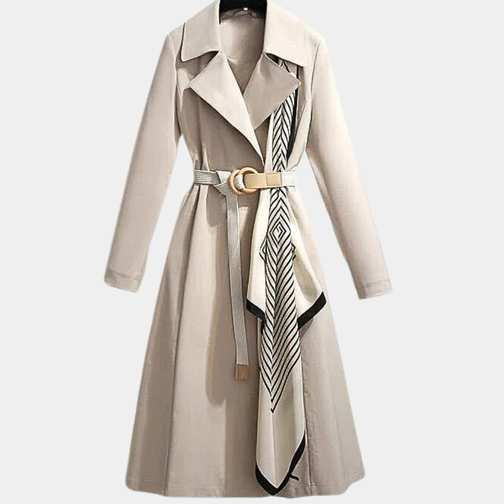 Idoia | Gabardina Larga con Cinturón y Cuello de Solapa, Clásica
