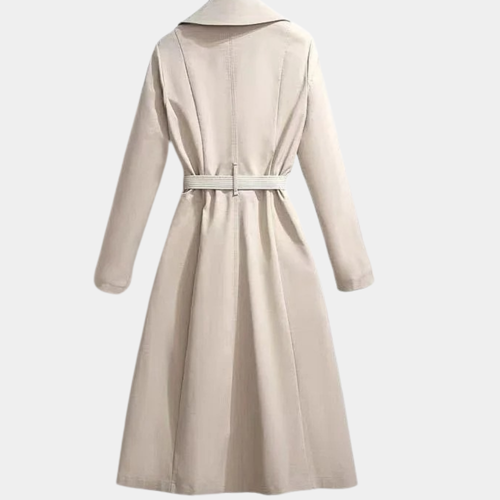 Idoia | Gabardina Larga con Cinturón y Cuello de Solapa, Clásica