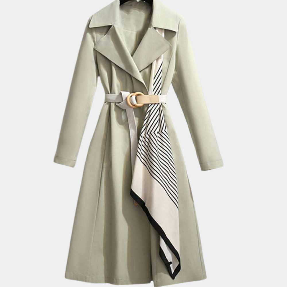 Idoia | Gabardina Larga con Cinturón y Cuello de Solapa, Clásica
