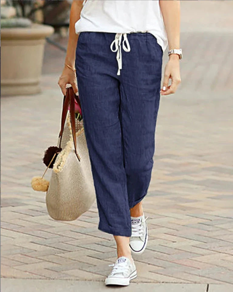 Aroa | Pantalón Chino Tobillero Entallado con Cordón, Casual