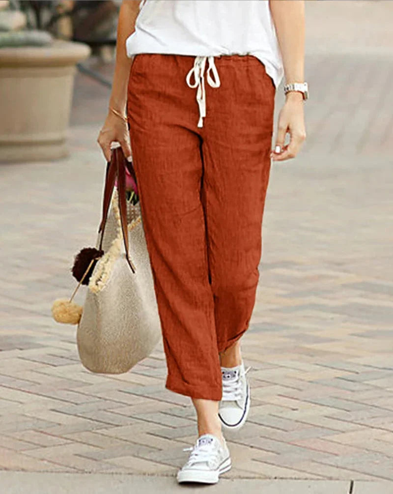 Aroa | Pantalón Chino Tobillero Entallado con Cordón, Casual