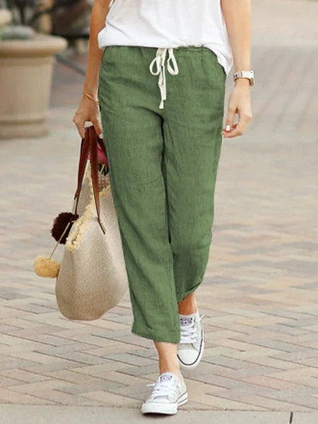 Aroa | Pantalón Chino Tobillero Entallado con Cordón, Casual