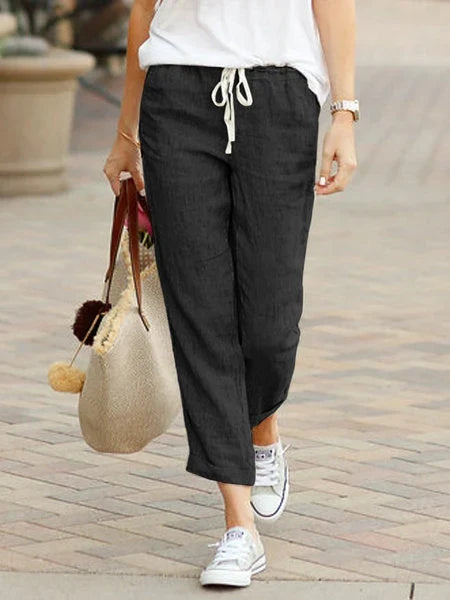 Aroa | Pantalón Chino Tobillero Entallado con Cordón, Casual