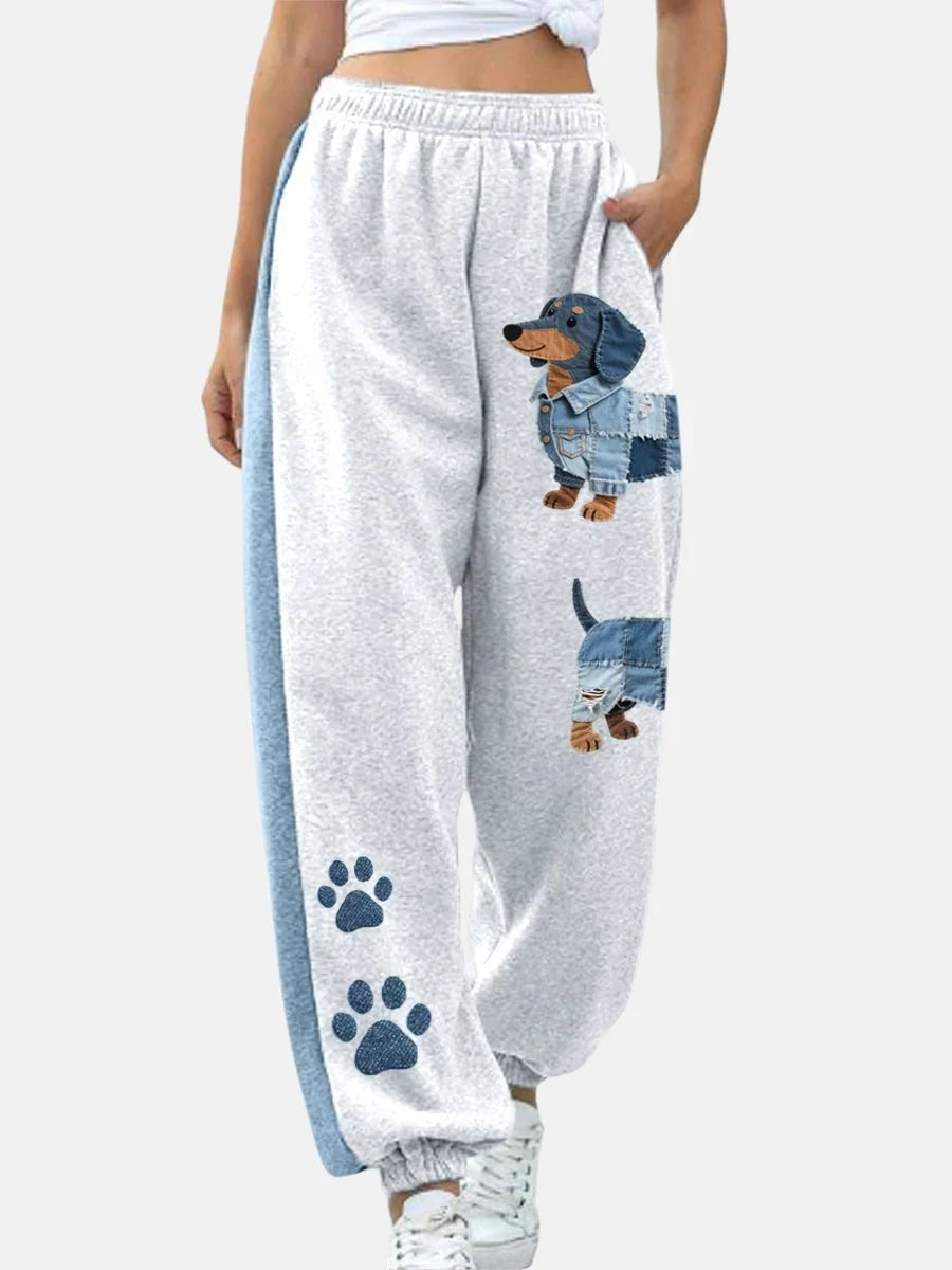 Clío | Pantalón Deportivo con Estampado de Perritos Salchicha, Divertido