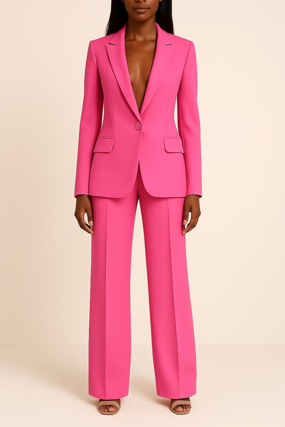 Catia | Traje de Blazer de un Botón y Pantalón Recto, Elegante