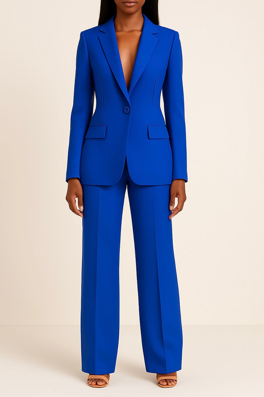 Catia | Traje de Blazer de un Botón y Pantalón Recto, Elegante