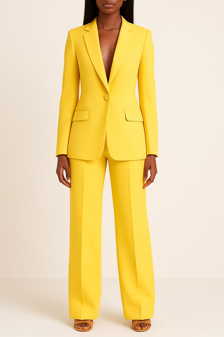 Catia | Traje de Blazer de un Botón y Pantalón Recto, Elegante